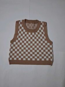 Checkerboard Knit Vest