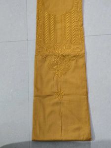 Embroidered Yellow Kurta Fabric