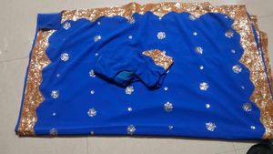 Blue Saree with Embellishments