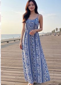 Blue Floral Maxi Dress - Bohemian Chic
