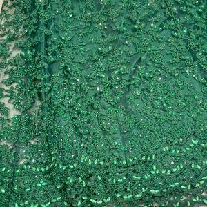 Emerald Green Sequined Gown with Dupatta