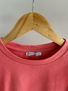 Cute Coral Ruffle Sleeve Top
