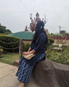 Blue Printed Cotton Kurta set with pants