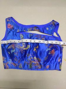 Beautiful Sleeveless Blue Blouse with Neck Design