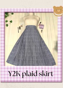 Y2K Plaid Pleated Maxi Skirt