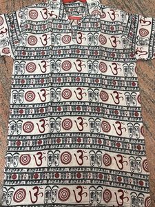 Men's Om Print Short Sleeve Kurta