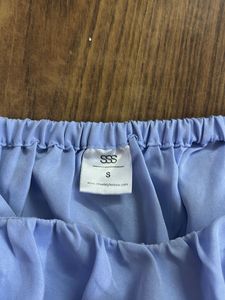 Trendy Blue Puff Sleeve Crop Top
