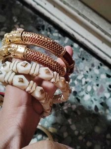 Elegant Gold &amp; Ivory Bangles Set