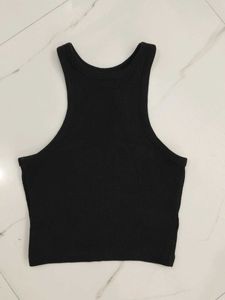 H&M Basic Black Halter Ribbed Vest