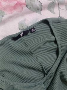 Green Ribbed Midi Dress