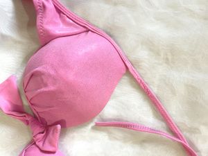 Sparkly Pink Halter Bikini Top
