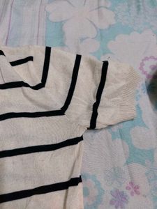 Striped Short Sleeve Cardigan