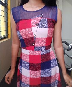 Chic Red, White &amp; Blue Plaid Maxi Dress