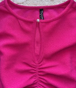 Chic Ruched Pink Crop Top