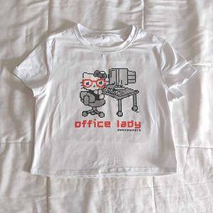 White Hello kitty "Office Lady" Graphic T-Shirt