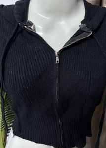 ♠️Black Cropped Zip-Up Hoodie♠️
