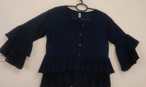 Navy Blue Crop Peplum Top
