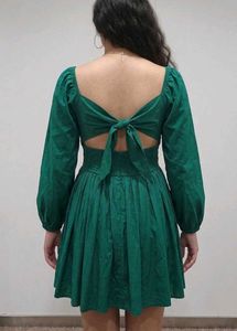 Green Puff Sleeve Dress