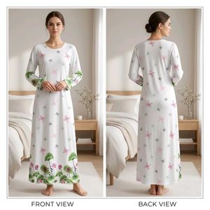 Comfortable Butterfly Print Nightgown/Maxi