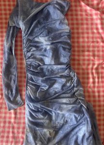 Light Blue Tie-Dye Ruched Maxi Dress