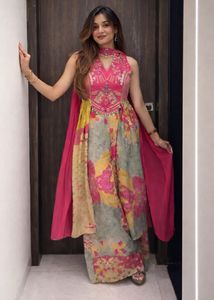 Beautiful Pink & Yellow Floral Dress