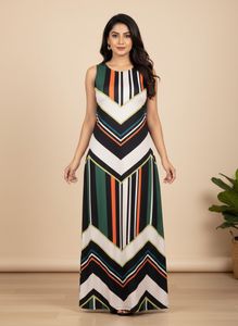 Stylish Chevron Print Maxi Dress