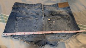 HnM Y2K Denim Shorts Distressed Animal Pockets