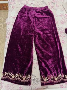 3- Piece Velvet Kurta Set with Embroidery