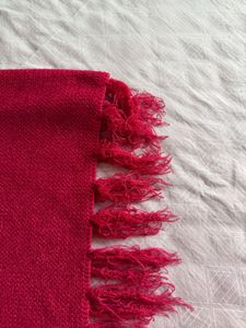Chic Pink Knit Poncho with Flowers