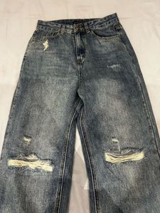 blue rugged denim jeans