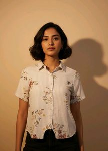 And: Floral & Pinstripe Button-Up Top