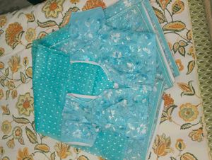 Sky Blue Embroidered Saree