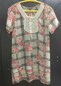 Floral Print Sheer Tunic Top