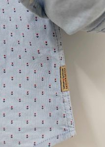 Classic Light Blue Dotted Button-Down Shirt