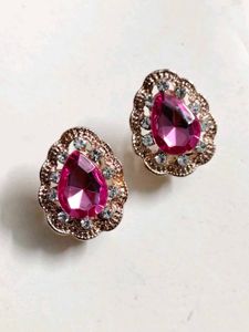 Pink Gemstone Statement Earrings