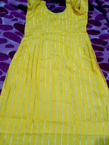 Yellow Striped Kurta Set