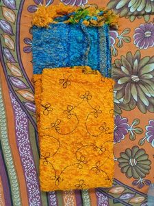 Vibrant Orange and Blue Shawl