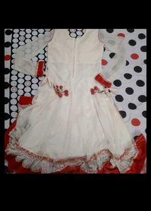 Elegant Cream &amp; Red Anarkali