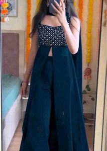 Elegant Teal Kurta with Embellished Top