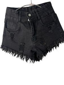 New Frayed Black Denim Shorts Fit To S ( Fix Price