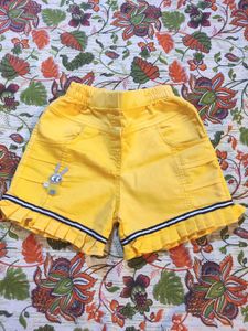 Yellow Ruffled Girl's Shorts