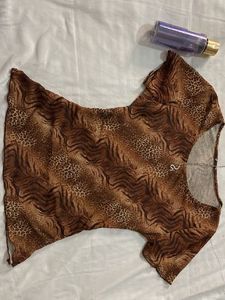 Brown Animal Print Vintage Top