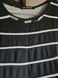 Striped Black &amp; White Midi Dress