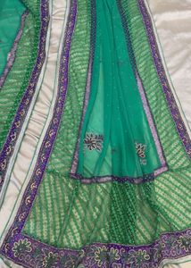 Beautiful Green Embroidered Saree