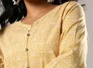 Yellow Printed short Kurti