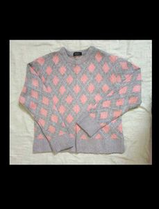 Argyle Pattern Boxy cable knit sweater