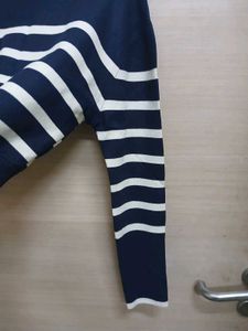 Striped Cropped Turtleneck Sweater