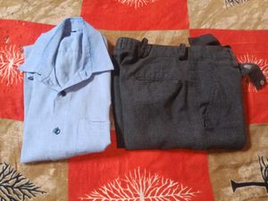 blue shirt with black pant