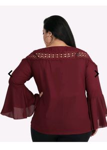 XXL Maroon Top with Cut-outs