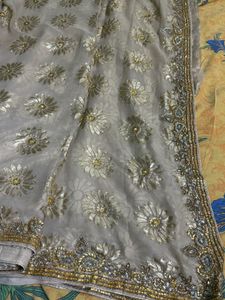 Embroidered Floral Sari And Free Surprise Gift